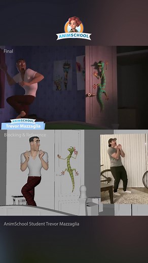 Amazing Animation and Reference by AnimSchool student Trevor Mazzaglia! Learn to craft animation to prepare for a career in movies, video games, commercials, or television shows in our accredited (ACCSC) Animation Program at AnimSchool.edu Class 7: Animating Appeal and Entertainment Learn with Pro Animator and AnimSchool instructor Tony Mecca Spots are Limited! AnimSchool.edu #animatorsoftiktok #animschool #animationschool #animationtips #animators #3danimation #animationstories