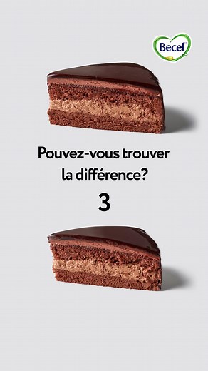 Deux tranches de gâteau, une différence.  Le Beurre végétal sans produits laitiers Becel, la vache en moins. | Becel | Facebook