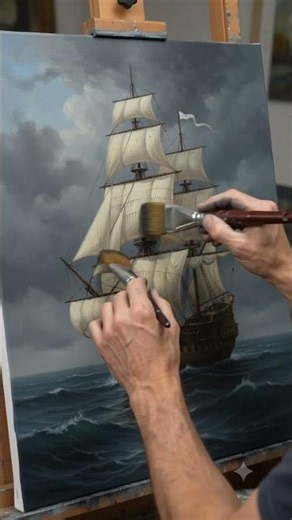 Pirate Ship Painting in Storm