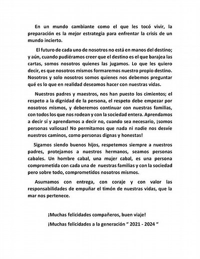 CREA / ✨ Palabras de Despedida a los Alumnos de Tercer Grado: Generación 2021–2024