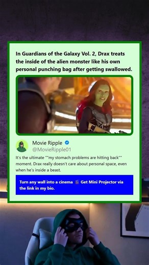 In Guardians of the Galaxy Vol 2 Drax treats the inside of the alien monster like his own personal p