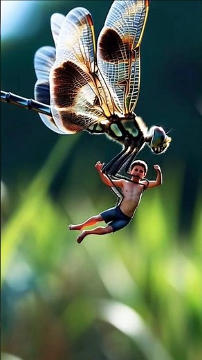 Unbelievable! Dragonfly Carrying a Baby in the Sky 🪁😱 | Magical Nature Moment | Viral Short Video