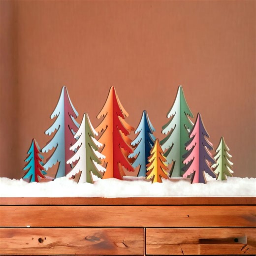 Colourful Christmas Trees in Wood - Bright Christmas Tree - Wooden Christmas Tree - Tropical Christmas - Bright Christmas Decorations R91 - Etsy