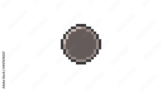8-bit pixel art circle silver coin. looped animation 4k 30fps
