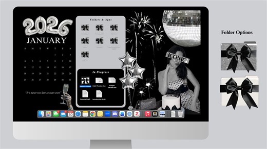 2026 Aesthetic Desktop MacBook Wallpaper| New Year January Glitter and Glam Productivity Wallpaper - Etsy