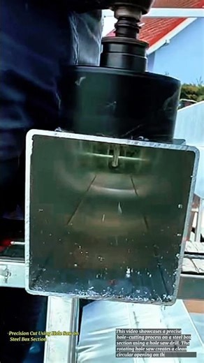 Precision Cut Using Hole Saw on Steel Box Section