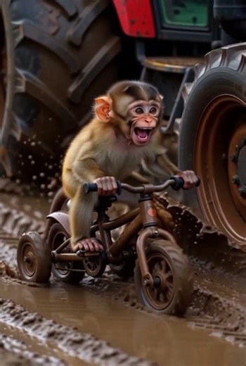 Tiny bike, big mud, endless fun!#JungleJestersCartoon#trending#muddyfun #foryou #funny