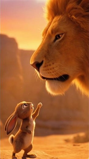 Tiny Rabbit Faces a Giant Lion! 🐰🦁