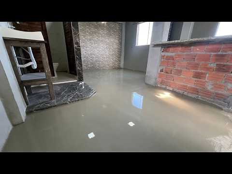 Cimento queimado com piso líquido faça você mesmo.