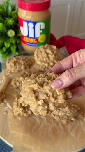 Peanut Butter No-Bake Cookies RECIPE on dinnerin321 dot com #cookie #cookies #peanutbutter #nobake #dessert
