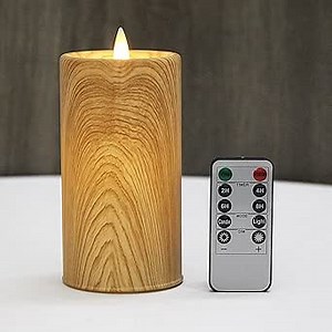 Flameless Candle with Timer,Battery Operated Flickering Led Candles with Remote,Realistic 3D Moving Flame Pillar Candles,Scalloped Edge,Real Wax Candles for Holiday,Home Decor (Brown)