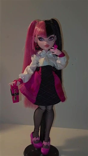 I'm making some little buttons for decoration but it'll be a few days until they're ready to add on, & I changed a few minor details on the dress💕🖤 #monsterhigh#draculaura#g3#sewing#dress#dollclothes#cute#fyp#forbittenlove#monsterhighg3#MonsterHighOutfits#G3Draculaura @Monster High