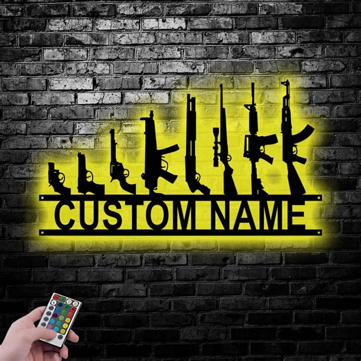 Custom Gun Metal Sign LED Light,gun Metal Wall Art,personalized Armory Sign,armory Decor,military Decor,2nd Amendment,veteran Gift - Etsy