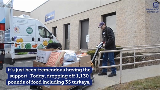 On behalf of everyone at South Shore Bank, we'd like to wish you all a very Happy Thanksgiving! Ahead of the holiday, our team members came together to participate in a food drive to benefit the Weymouth Food Pantry. As a result, the Bank was able to donate over 1,100 pounds of food, including 35 turkeys! During the delivery, Jim Dunphy, CEO of South Shore Bank, and Jennifer O'Brien, Director of Development and Communication at Weymouth Food Pantry, shared a moment to talk about the impact our p
