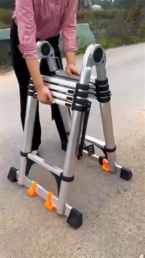 ⭐ Product Link in Comments!⭐ Telescopic Aluminum Multi-Purpose Folding Ladder with Spring-Loaded Locking | YTshop