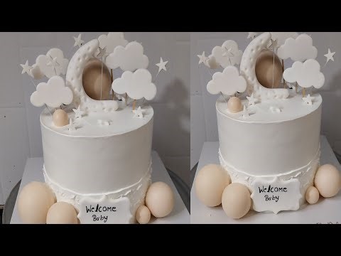 Welcome Baby Moon & Stars Cake Tutorial | How To Make Chocolate Balls Baby Shower Cake