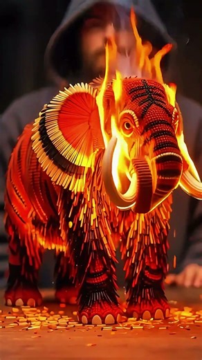 I Built a Mammoth Out of Matches Then Set It On Fire #art #diy