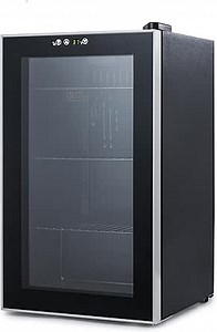 BLACK+DECKER 2.4 Cu. Ft. Beverage Cooler, Beverage Fridge with Double Pane Glass Door, Drink Fridge and Beverage Refrigerator with 76-Can Capacity for Home Bar, Home Office and More