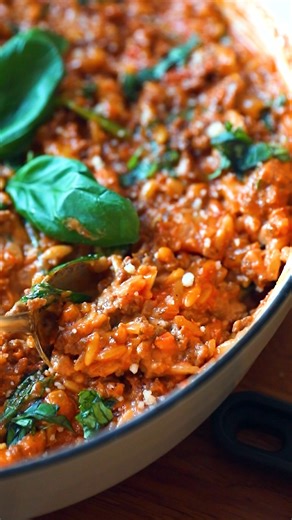 This creamy ground beef orzo is rich, comforting, and easy to make. A one-pan, high-protein meal perfect for busy weeknights. | All Nutritious