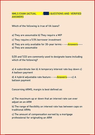 Nmls Exam Actual Questions And Verified Answers1793 video