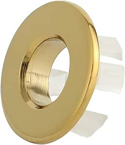 LQS Basin and Sink Trim Overflow Cover for Kitchen, Bathroom and Vanity Sink, Solid Brass Insert in Hole Round Caps, Colour Gold