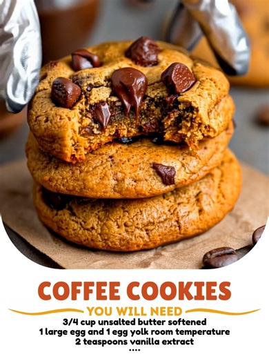 2.1K views · 11 reactions | ☕ Coffee Cookies ✨ Soft, chewy cookies infused with bold espresso and loaded with melty chocolate chips—your perfect cozy pick-me-up treat! ☕ Ingredients: 3/4 cup unsalted butter softened 1 large egg and 1 egg yolk room temperature 2 teaspoons vanilla extract Recipe in the Coʍʍеոτ  Enjoy ❤️ | Recipes by banana | Facebook