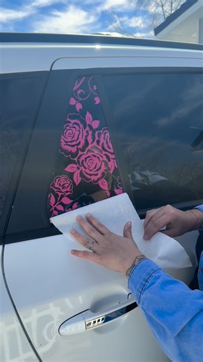 Car Decals and Accessories on Instagram: "Can we just give a moment to our new rose window decal ?! 😍 This is actually our rose gas tank decal turned into a full coverage window decal . This has been highly requested . Let me know if you love the pink or if you would like to rather see it in matte black 🫶🏼 #cardecals #carstickers #decals #caraccessories #windowdecals"