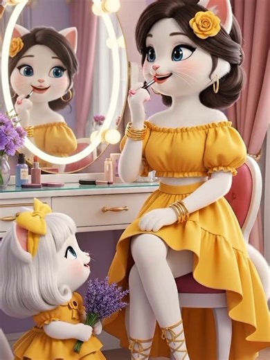 Cute Mommy Cat and Little Gorgeous Kitten Elite Meow White female cat #uktiktok #usatiktok🇺🇸 #trending #catanimation #creatorsearchinsights