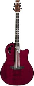 Ovation Applause 6 String Acoustic-Electric Guitar, Right, Ruby Red, Mid-Depth (AE44II-RR)