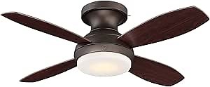 GE Kinsey 44" Bronze LED Indoor Ceiling Fan with SkyPlug Technology for Instant Plug and Play Mounting