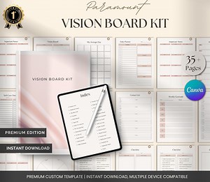 Vision Board Kit, Digital Vision Board Printable, Goal Setting Planner, Manifestation Template, Law of Attraction, Dream Life Planner - Etsy