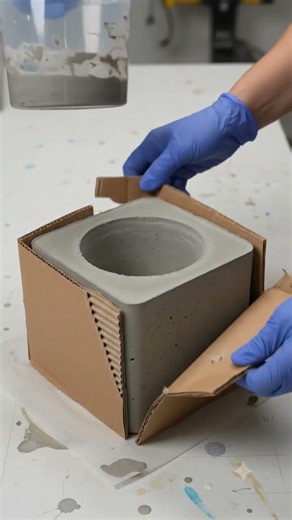 Brilliant Concrete DIY Cardboard Box to Luxury Planter! 🤩 #crafts #diy #homedecor #upcycling