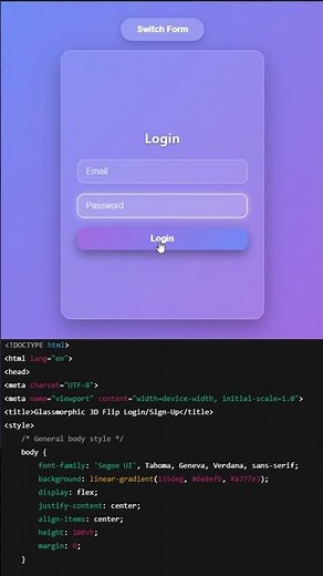 3D Glassmorphic Login & Sign-Up Page | HTML, CSS & JS UI Design