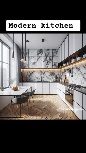 1.2K views · 11 reactions | Modern kitchen, black and white marble material #sketchuptips #architecture #kitchendesign #interiordesign #sketchup #3d @followers | Vray sketchup guru | Facebook