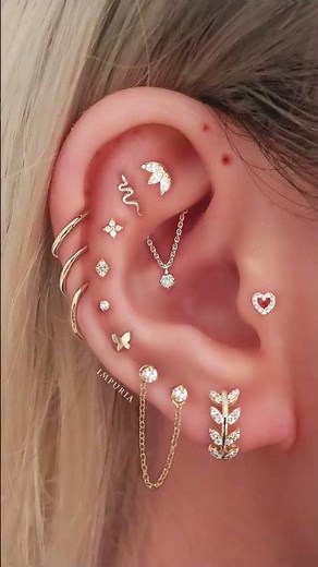 Cute Collage Multiple Ear Piercing Ideas for Women