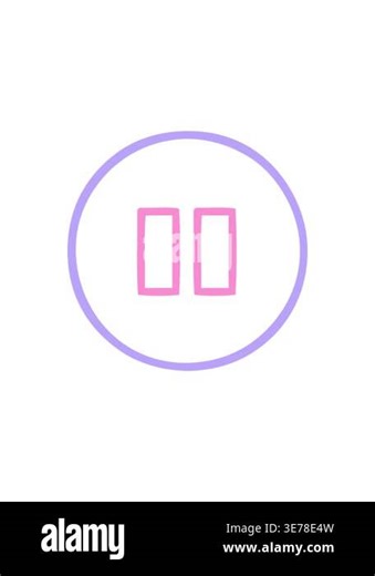 popping motion animation of line drawing cartoon of a pause button icon