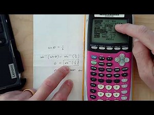 Find the measure of an angle using inverse sine and TI-84 (plus radian to degree mode change)