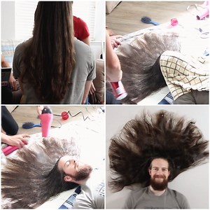 100 layers of hairspray challenge on his thick long hair! | MetDaan Creative