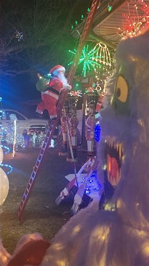 Santa Climbing Ladder to deliver Christmas Presents decoration