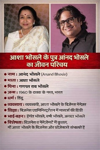 आशा भोंसले के बेटे आनंद भोसले का जीवन परिचय ‼️ biography of Anand Bhosle#ytshorts #gk#ias