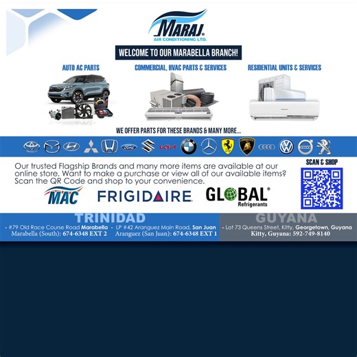 Our Marabella Outlet: Always Reliable, always Ready to serve! Visit us now: #79 Old Race Course Road, Marabella or check our out Website: https://shop.marajacltd.com/ Contact us today: (868) 674-6348, ext 2 WhatsApp: Marabella - (868) 772-MACL (6225) | San Juan - (868) 741-MACL (6225) #marajairconditioningltd #airconditioningsupplies #ac #acunits # #AutoAirConditioning #onlinestore #ecommerce #trustedseller #TrustedService #caricom #trinidad #antiguabarbuda #bahamas #barbados #belize #dominica #