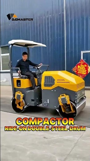 🚜 Ride-On Double Drum Roller | Powerful Vibratory Compaction Equipment 💪#rideonroller