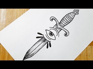 How to draw a sword tattoo || Easy tattoo drawing
