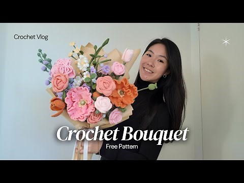 Crochet With Me: Graduation Bouquet for My Friend 🎓 + Flower Wrapping Tips & Free Pattern