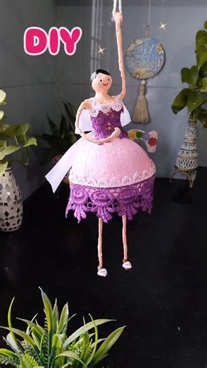 Soni Supriya on Instagram: "DIY Hanging Ballerina💃🏻 From a simple coconut shell to a dancing ballerina — made with love & imagination 🌸 . . . . . Who knew a coconut shell could dance this beautifully? 💫🥥 Presenting my handmade hanging ballerina — a blend of art & elegance 💃 . . . For every like, every word, every smile — thank you, my followers 💕 From a coconut shell, she dances for you😊 #coconutshellballerina #coconutshellcraft #da