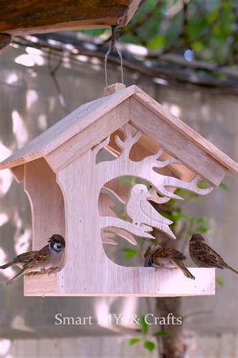 6.8K views · 70 reactions | Build a DIY Adorable Bird House & Feeder That Birds Love! ❤️ #DIYBirdHouse #BirdFeeder #Woodworking #DIYProjects #CraftIdeas #BirdLovers #RelaxingDIY #HandmadeDesign #NatureLovers #HomeGarden | Smart DIYs & Crafts | Facebook