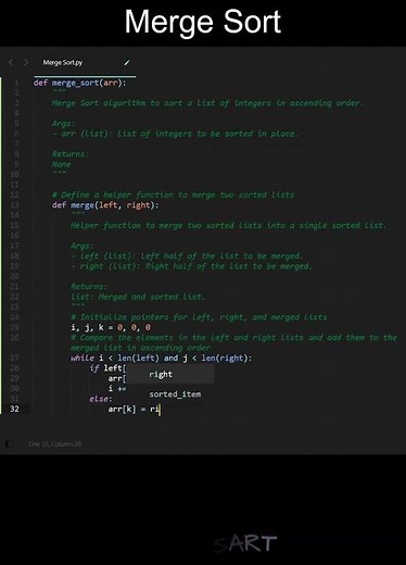 Merge Sort Code in Python | Sorting Algorithms | Python Coding Tutorial | Python Coding Interview