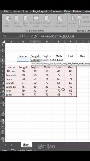 "VLOOKUP for Student Marks Sheet | Excel Tutorial"#excel #exceltricks #easy #shorts#vlookup