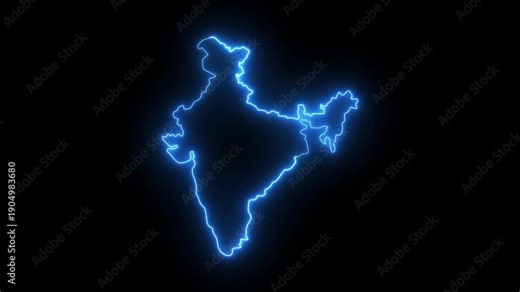 Animated Indian map icon with a glowing neon effect