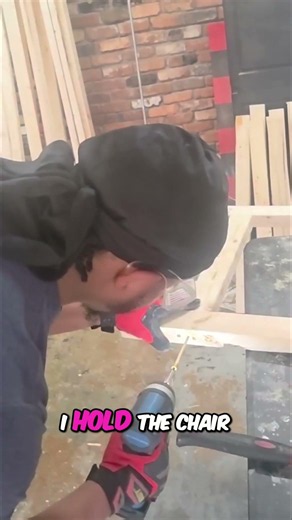 Drilling Wood with Chair Leverage Trick! #shorts